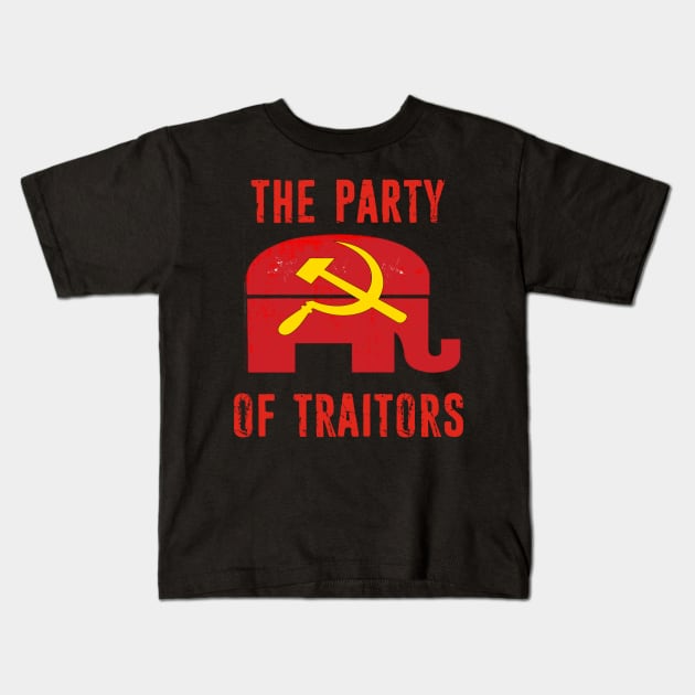 Republicans Party of Traitors Red Elephant Hammer and Sickle Russia Kids T-Shirt by Kdeal12